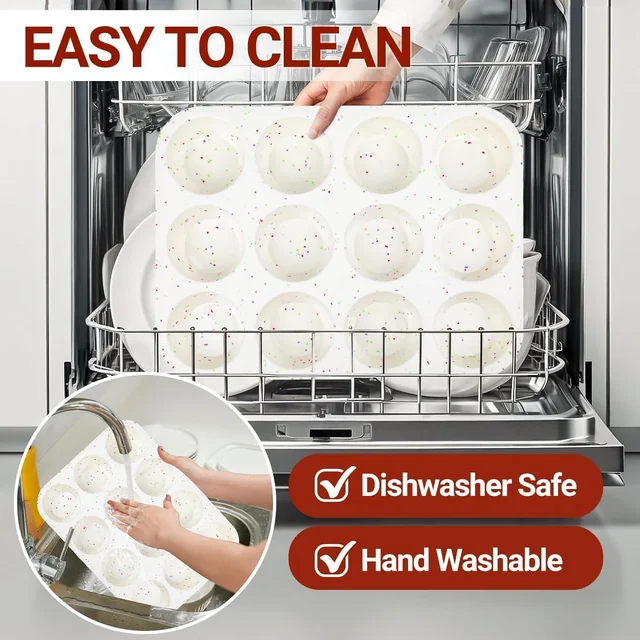 Washing the confetti silicone muffin pan