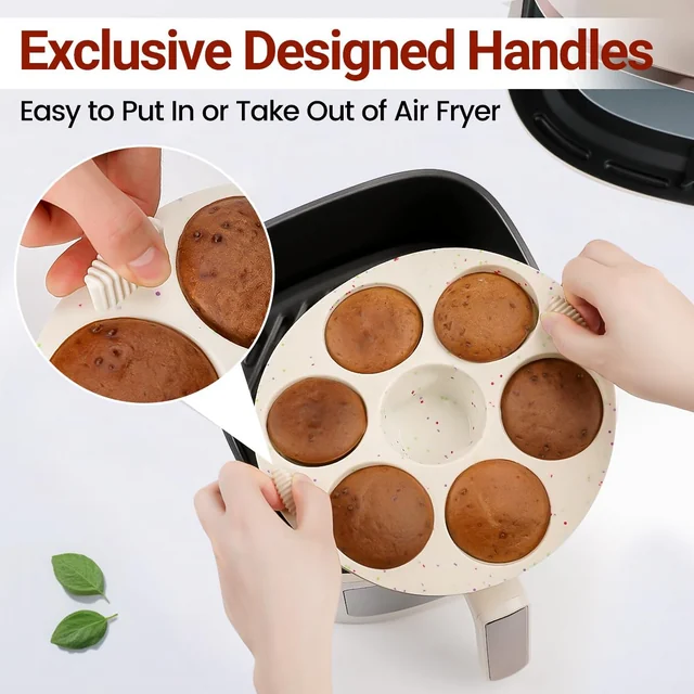 Handled round pan inside an air-fryer basket